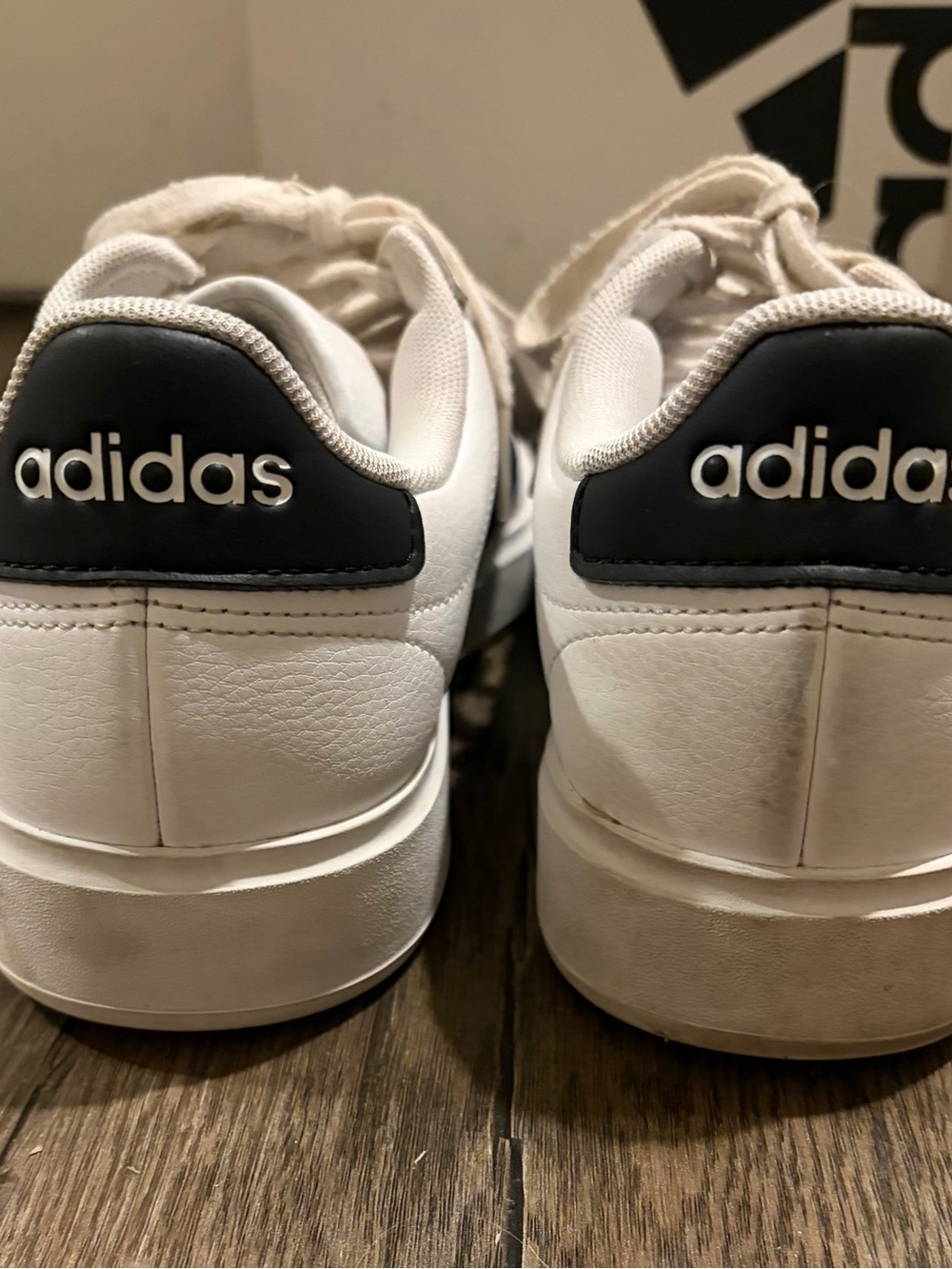 Grand Court Addidas White Sneakers with Black Stripes - Picture 3 of 6
